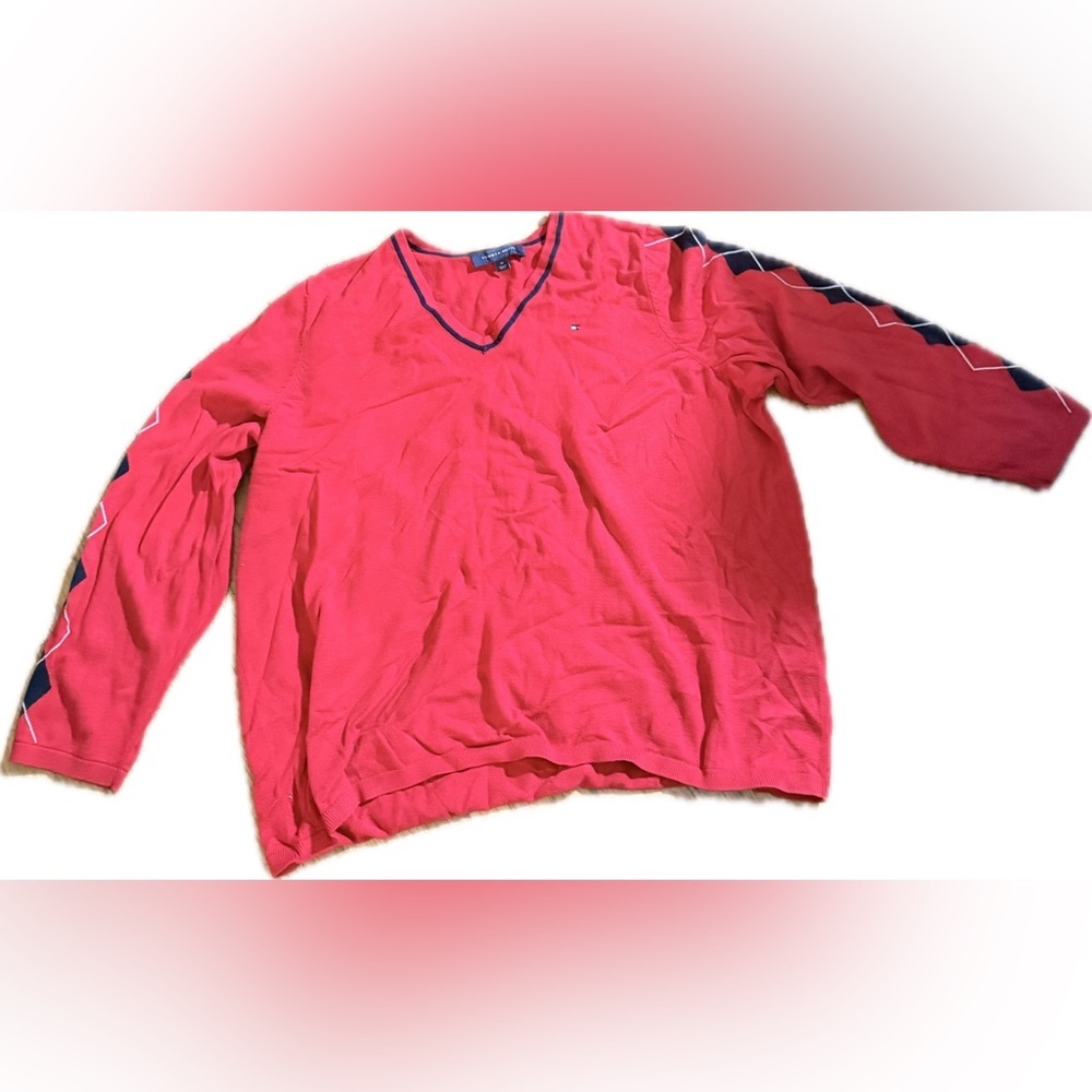 Tommy Hilfiger Red V-Neck Sweater